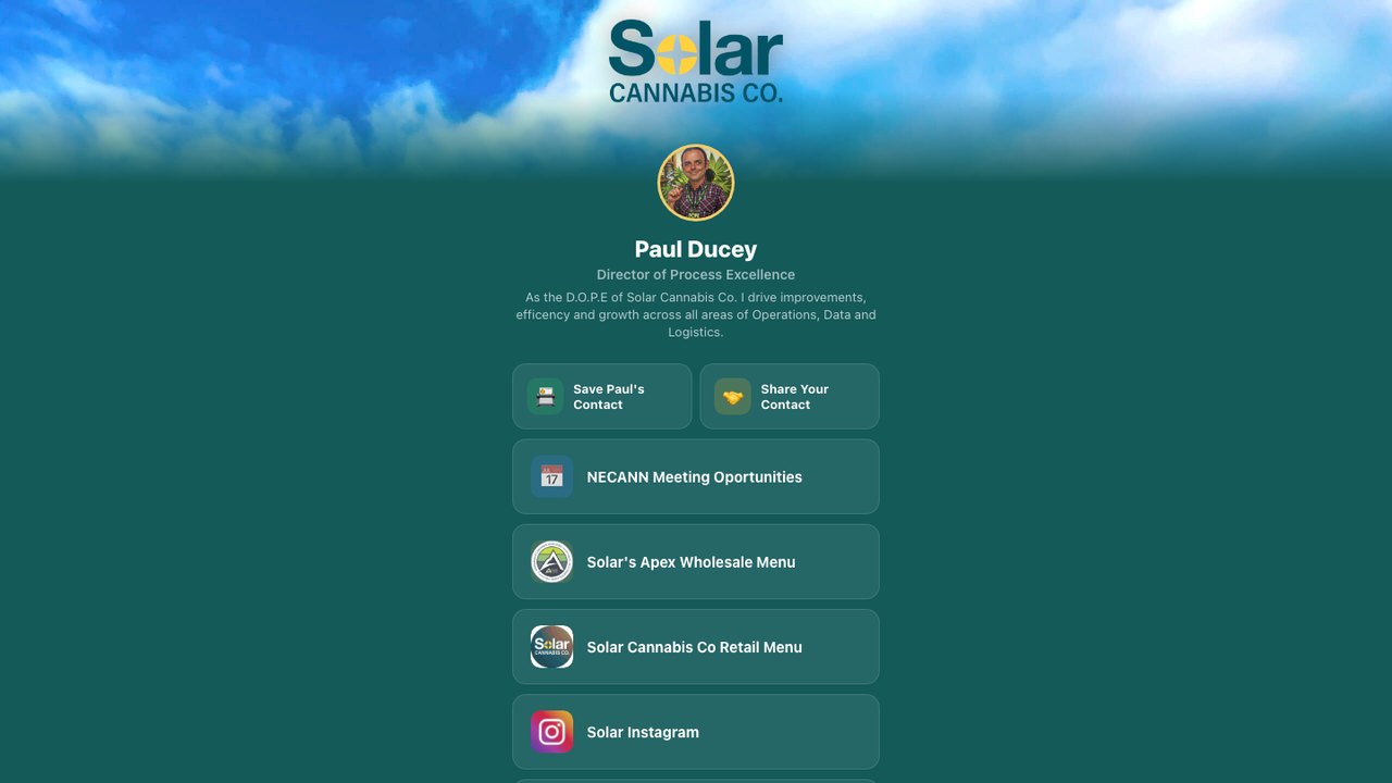 PassTheLink page for Solar's NECANN booth